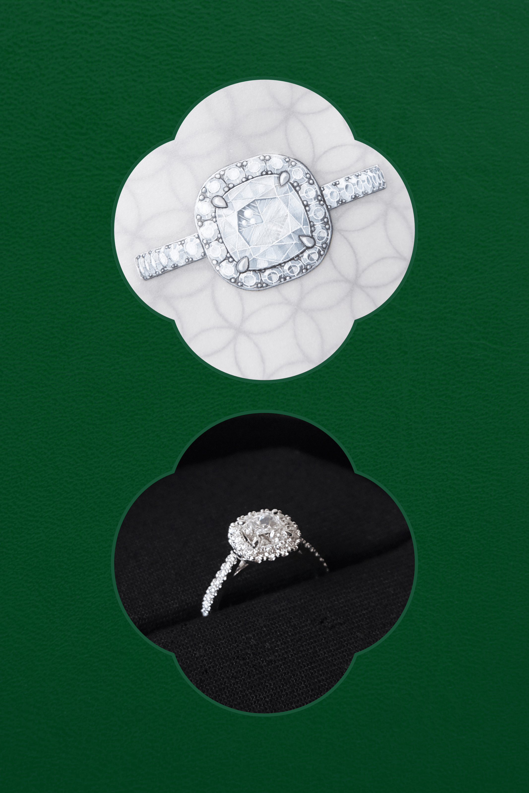 Natural diamond jewellery illustration and diamond ring