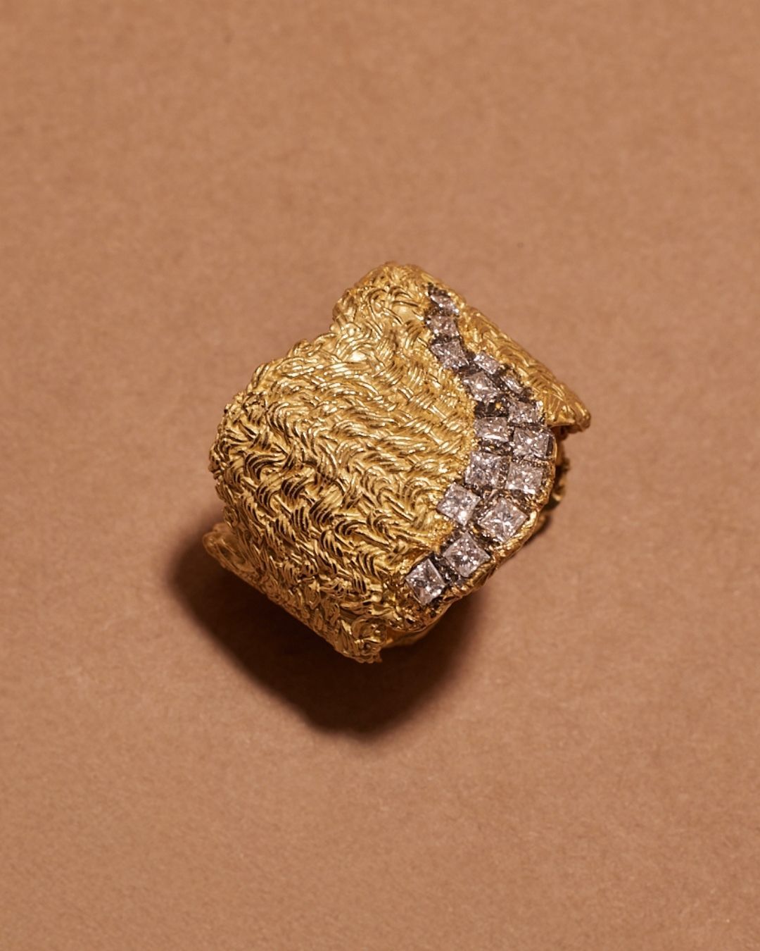 Paris Fashion Week: Megan Brown 18K woven gold and diamond Tapestry ring. As seen at Nouvelle Box.