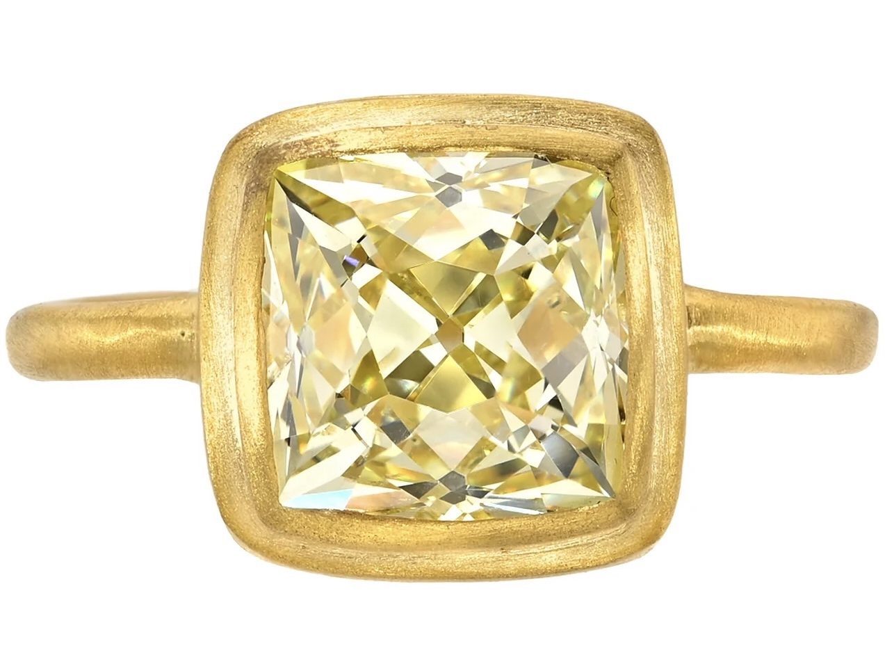 One-of-a-kind Fancy Yellow Peruzzi Cut Diamond Ziggurat Gem Fairy Band