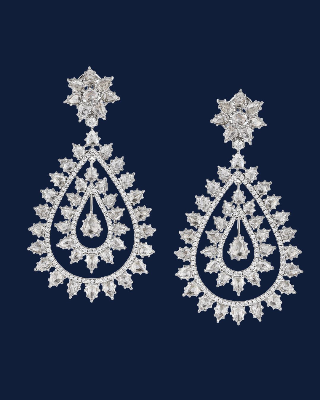 Diamond circular chandelier earrings