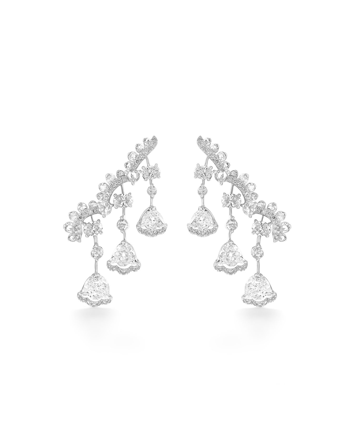 Delicate diamond ear cuff with dangling charm accents
