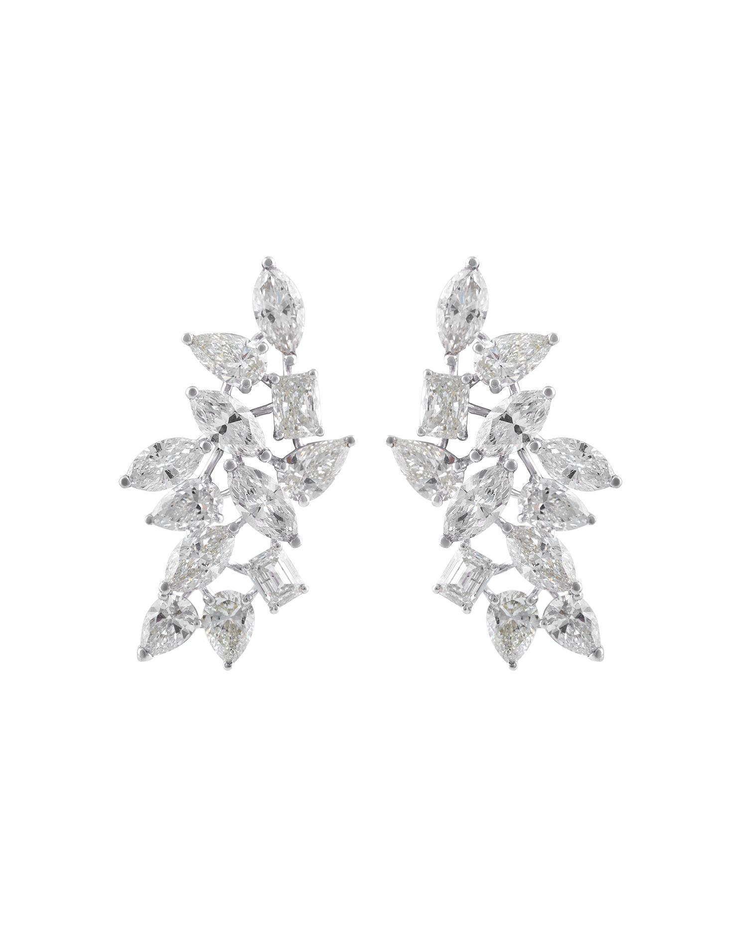 Statement diamond ear cuff with geometric clusters