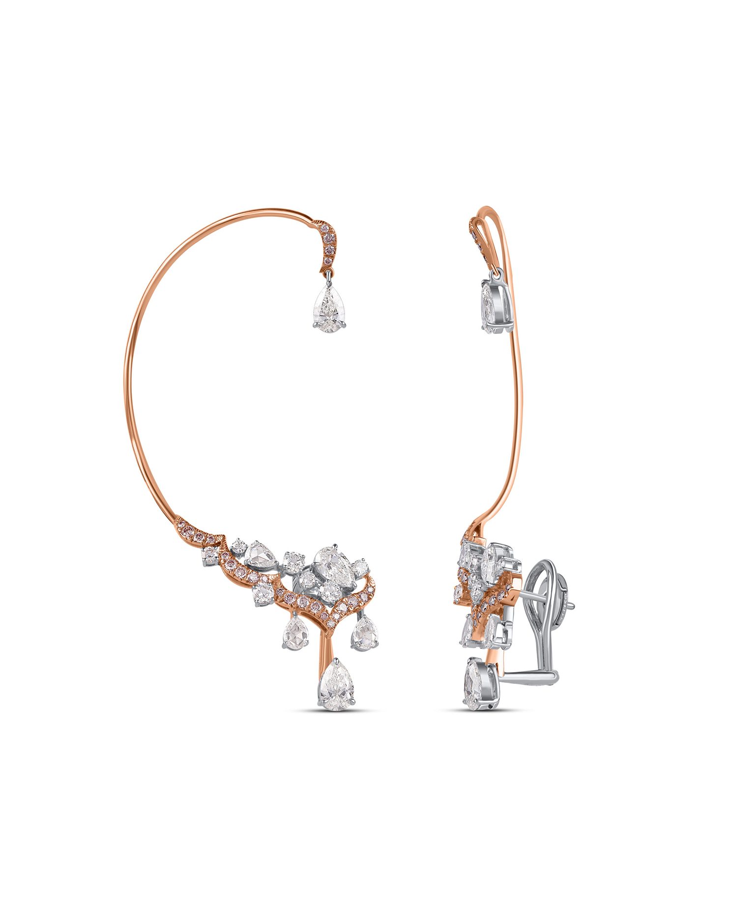 Open hoop-style diamond ear cuff