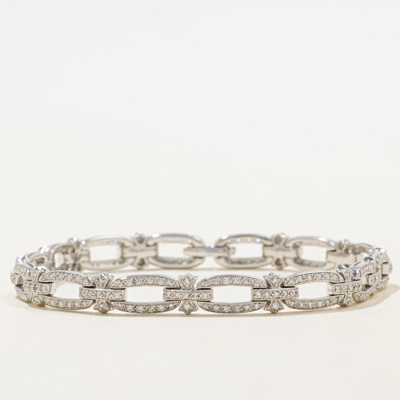 100 Ways Art Deco Inspired 14k White Gold Diamond Bracelet, $5,600, 100ways.com