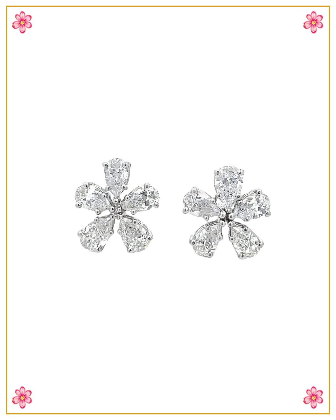 Minimal Floral Diamond Stud Earring