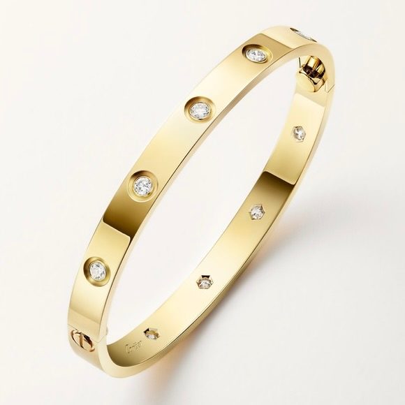 Cartier Love Bracelet, Classic Model, 10 Diamonds, $19,200, cartier.com