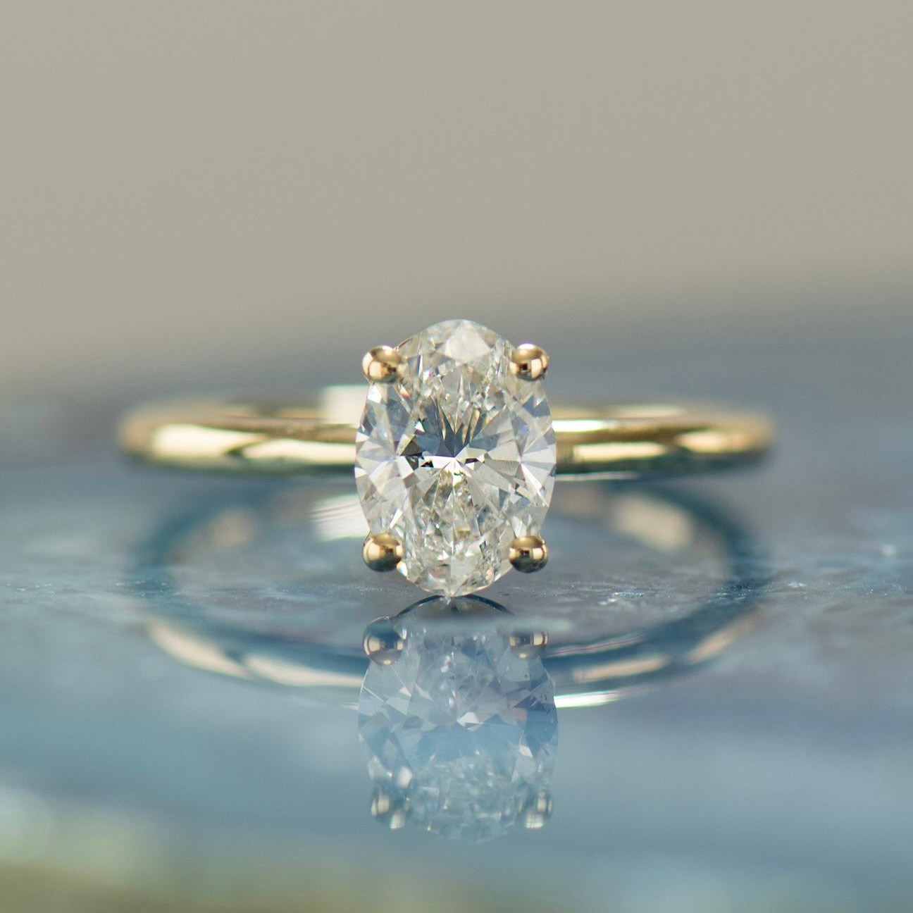Diamond Prong Setting Nir Olivia The Oval Solitaire with Four Round Prongs