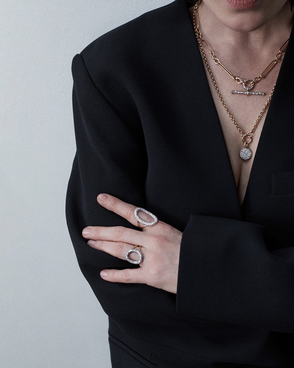 Lucy Delius blackened rings with diamonds