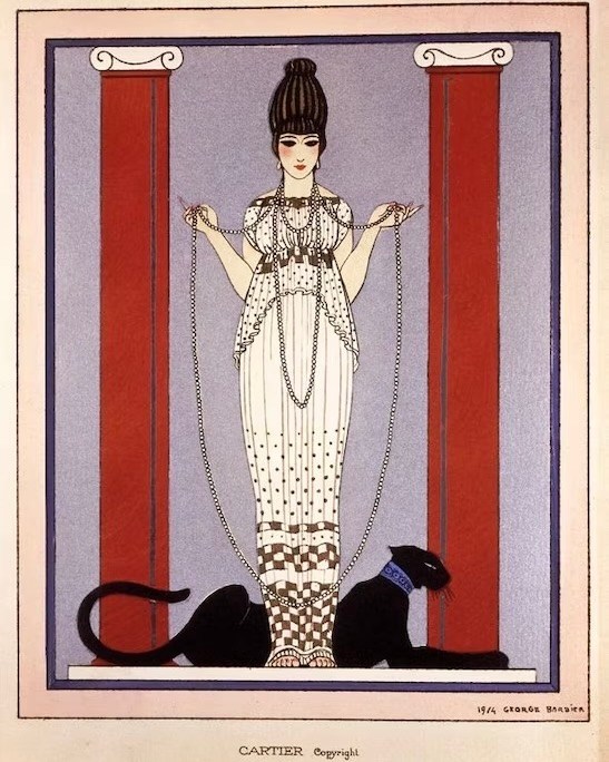 ‘Lady with Panther’ by George Barbier for Cartier, 1914. (Wikimedia Commons / Public Domain)