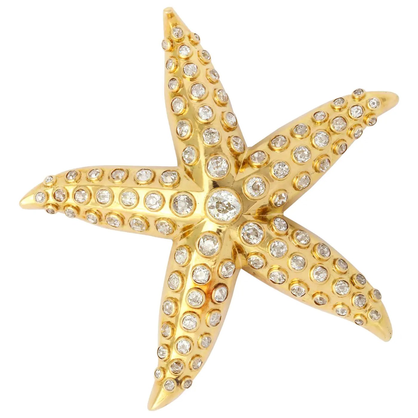 Rene Boivin Iconic Diamond Gold Starfish Brooch. (Courtesy of 1stDibs)