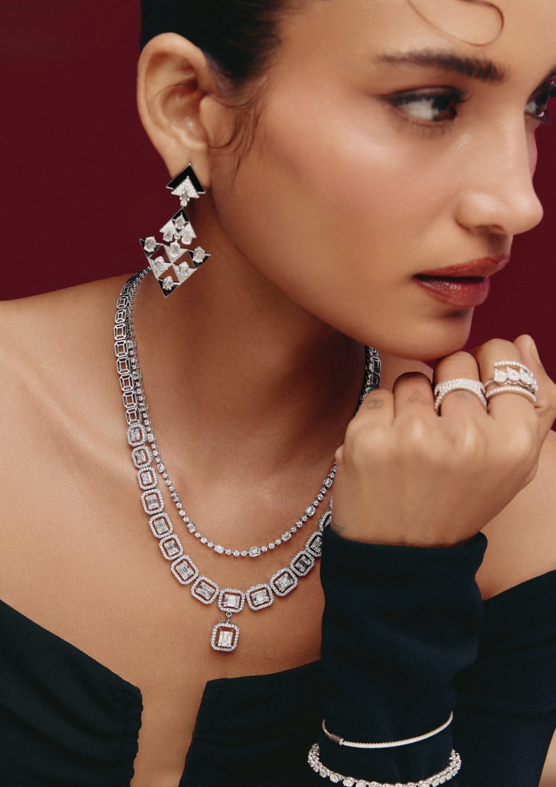 Layered Natural Diamond Necklace