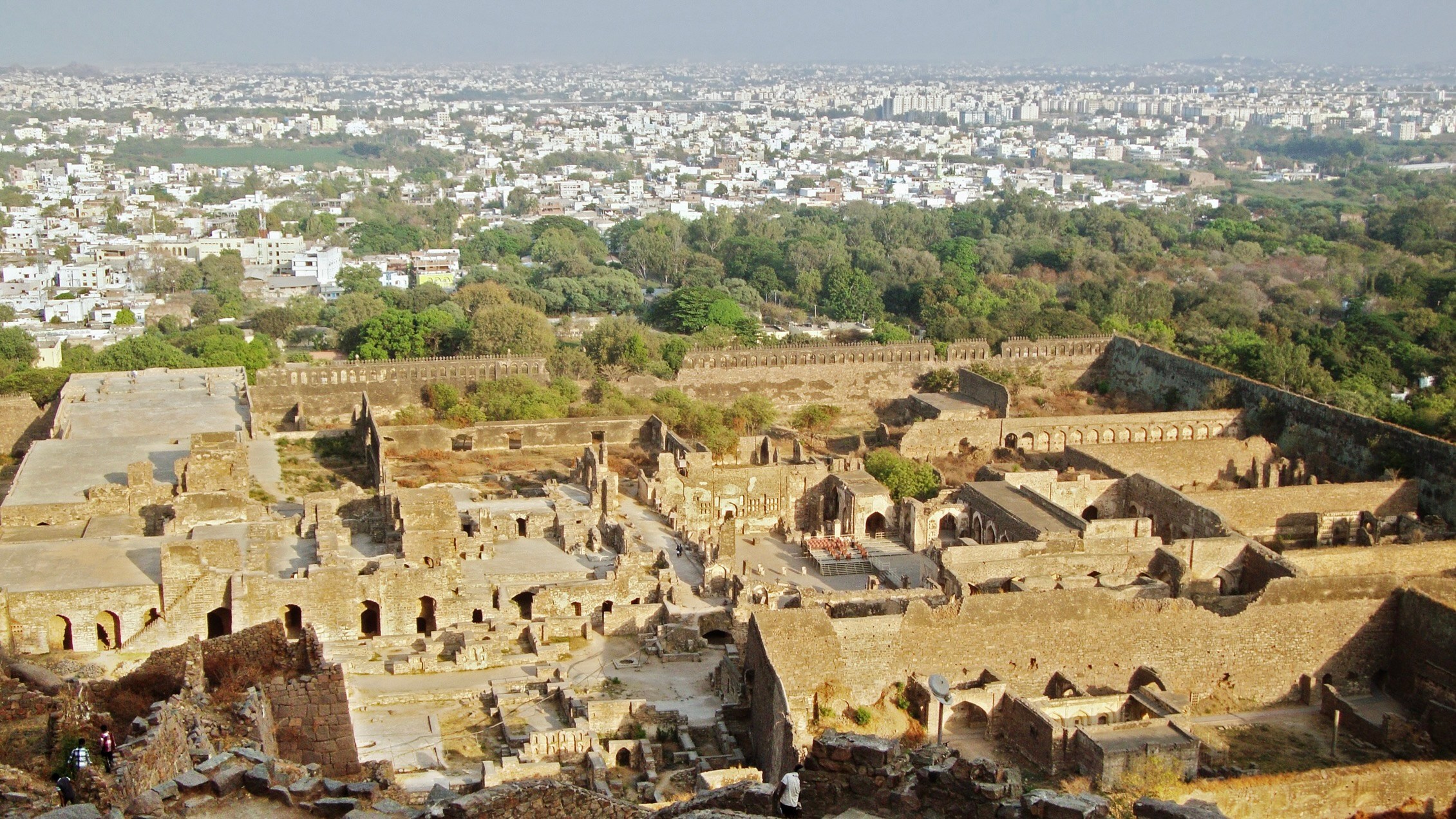 Ancient India Diamond Origins: View of Golconda Fort and city from the top of the fort. Taken at Hyderabad, Andhra Pradesh, India.