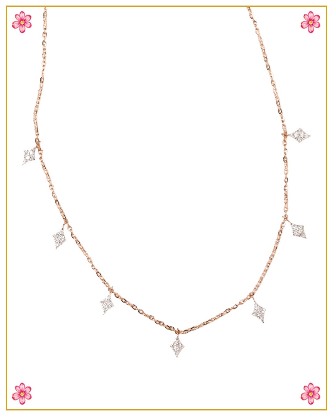 Rose Gold & diamond charm necklace