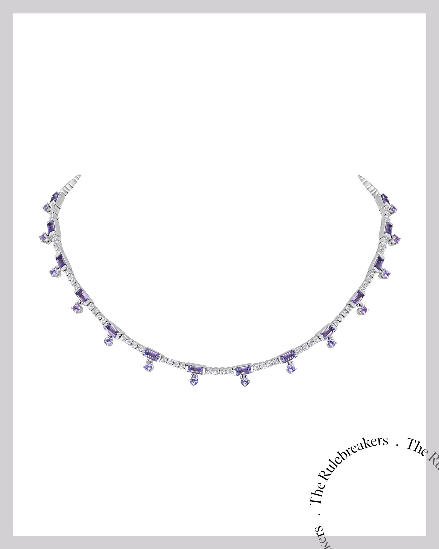 Tennis diamond necklace with charms