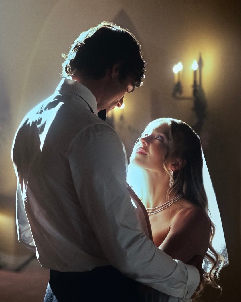 Cassie (Sydney Sweeney) marries Nate (Jacob Elordi) in Euphoria Season 3, Episode 3. (Photograph by Patrick Wymore/HBO)