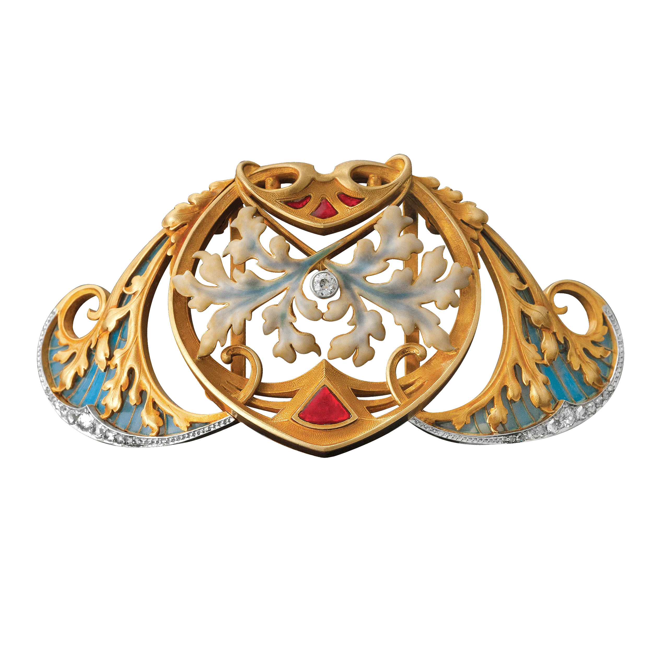 M.S. Rau Art Nouveau Plique-à-Jour Enamel Pendant
