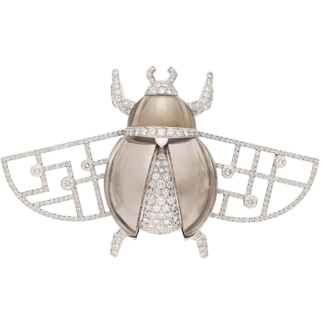 Cartier 18K White Gold, Smoky Quartz and Diamond “Scarab” Brooch, $75,000, 1stdibs.com