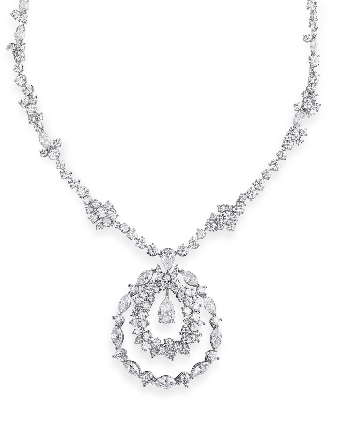 Cannes Film Festival 2026: Chopard Red Carpet Collection Necklace in 18-karat ethical white gold, set with brilliant, marquise, and pear-shaped diamonds totalling nearly 34 carats