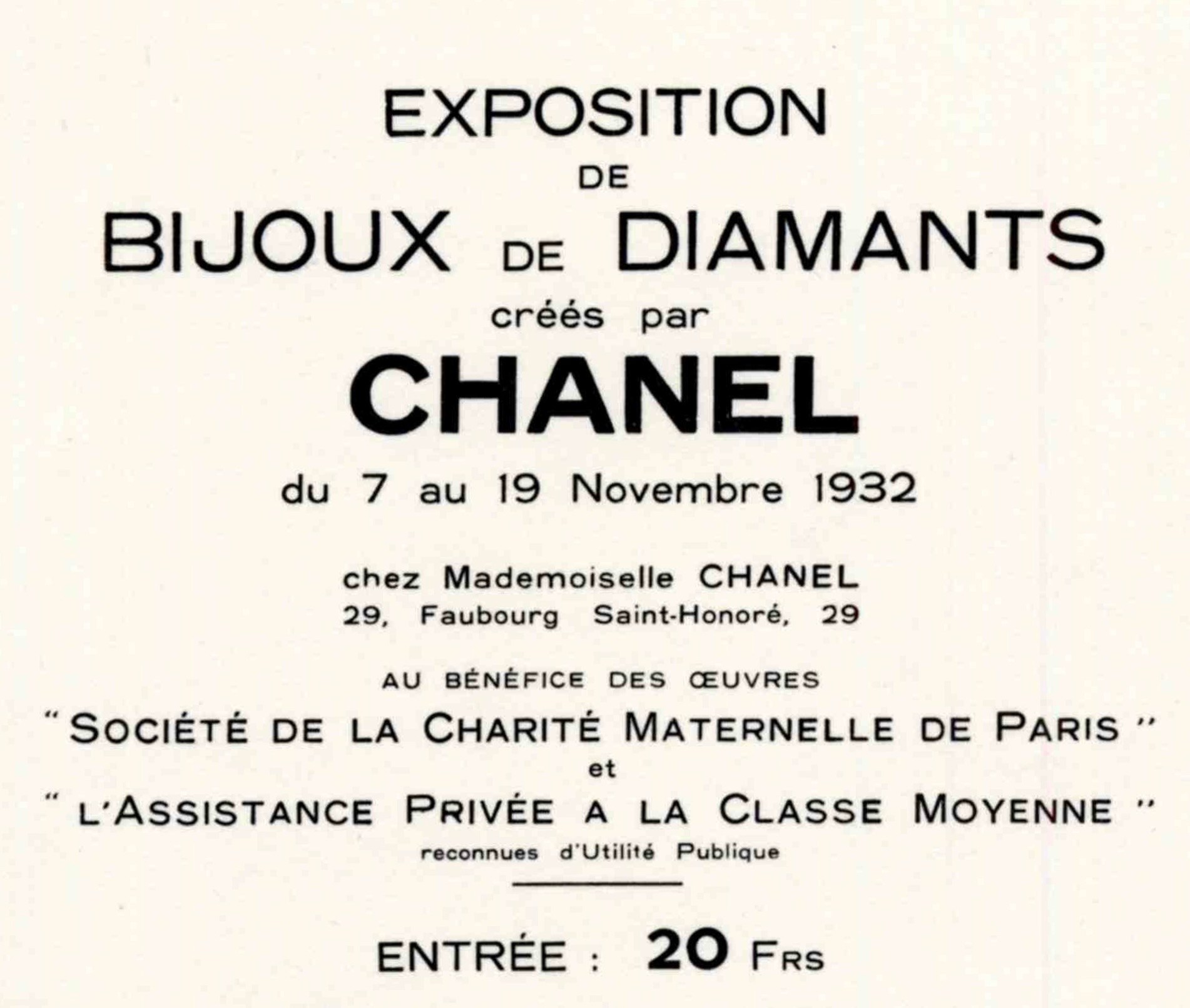 Invitation card for the exhibition of the High Jewelry collection "Bijoux de Diamants" created by Gabrielle Chanel in 1932. (© CHANEL)