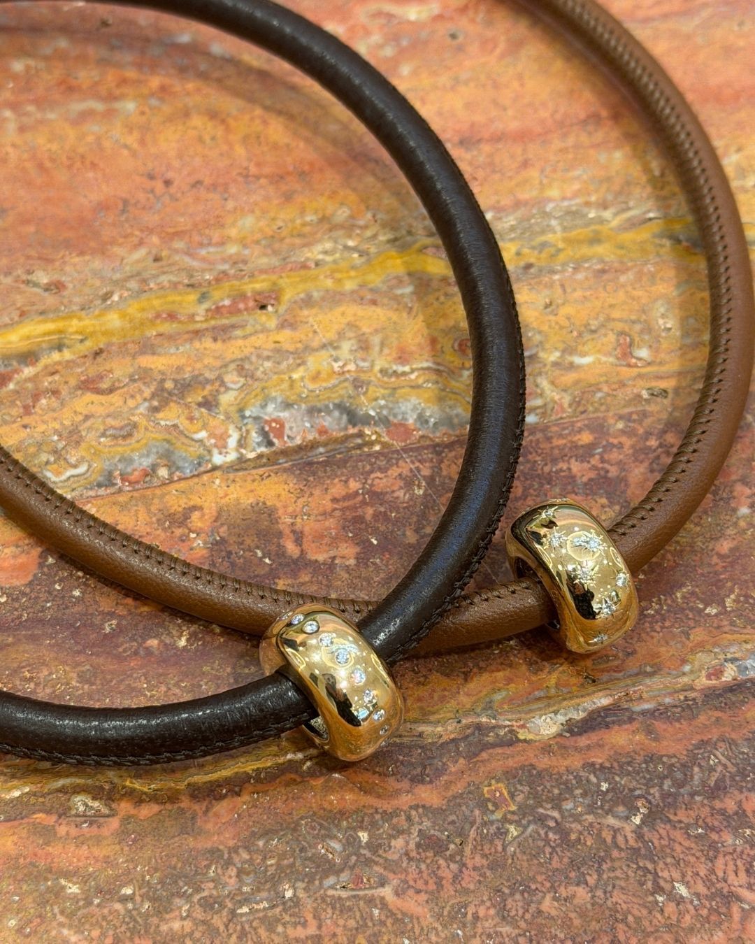 Claudia Mae leather cord and diamond bead necklace