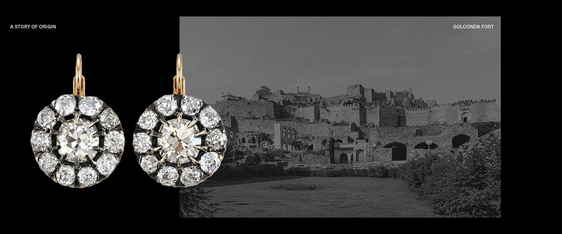Old mine cut diamond earrings