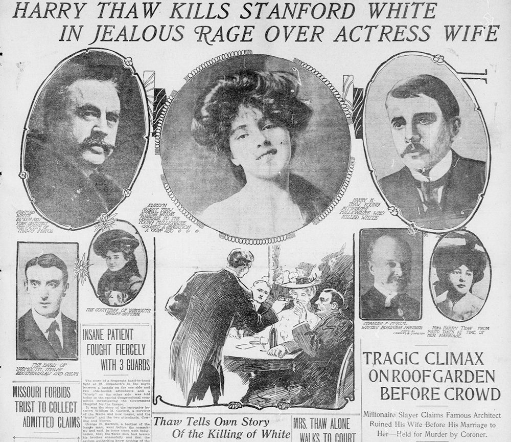 The front page of the Washington Times Evelyn Nesbit scandal