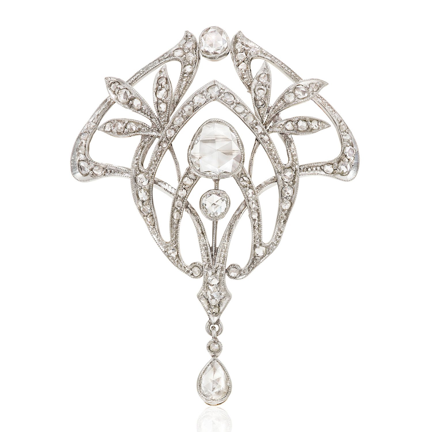 Art Nouveau Diamond Brooch