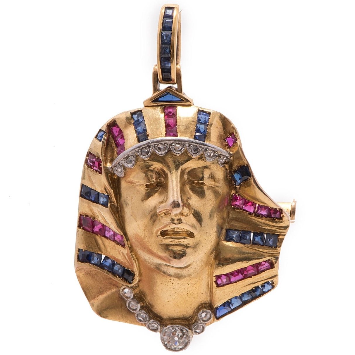 18k French Egyptian Revival Pharaoh Pendant, $5,200, parkavenueantiques.com