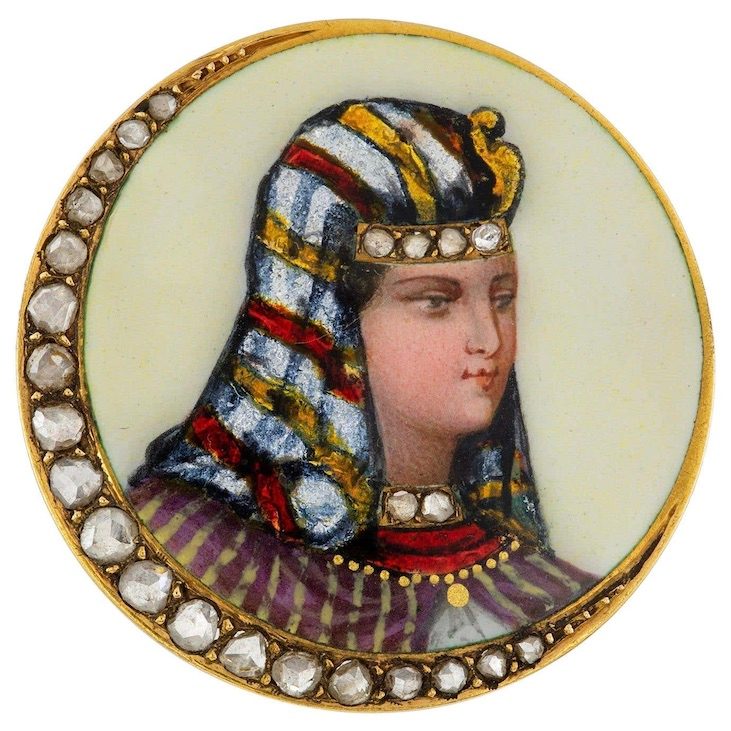 Late 19th Century French Enamel and Diamond Brooch, $6,778.89, 1stdibs.com
