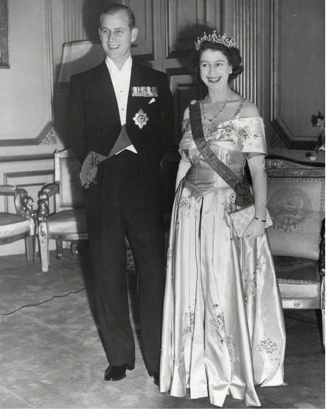 Queen Elizabeth II in Paris with Prince Philip shown in Queen Elizabeth II: Her Life in Style