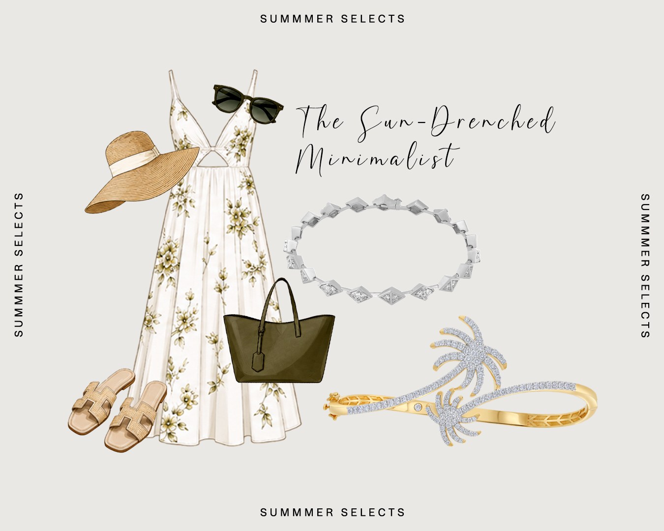 Diamond tennis bracelet for beach wear.