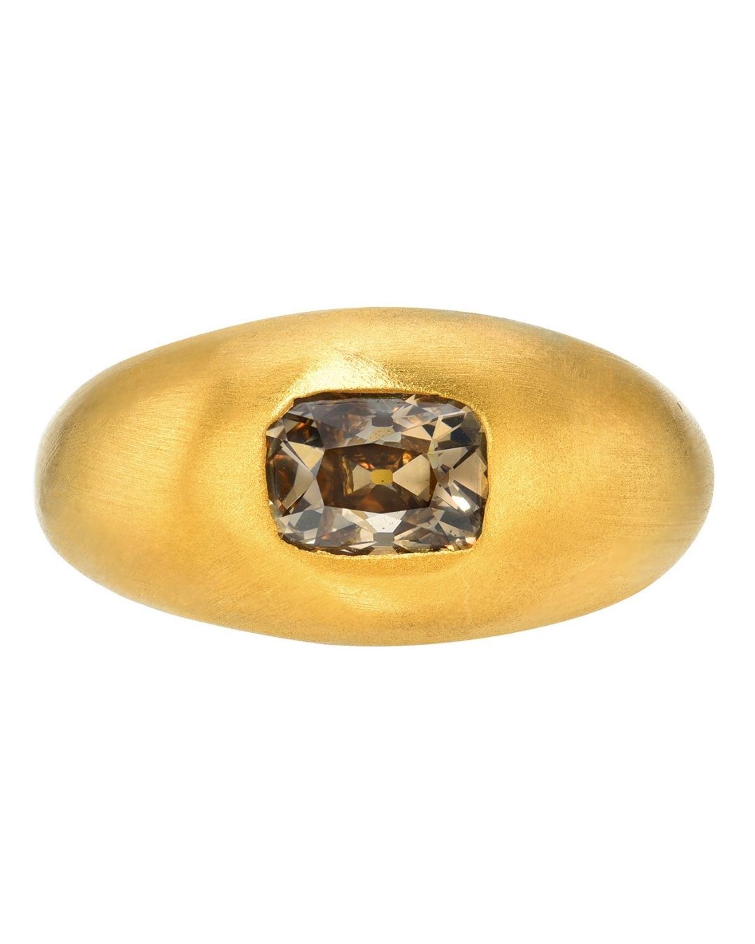 Darius Cushion Cut Brown Diamond Gem Signet Ring