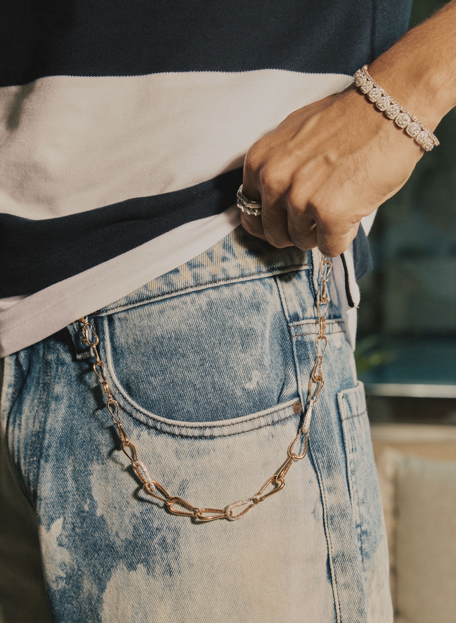 Natural diamond tennis bracelet and ring.