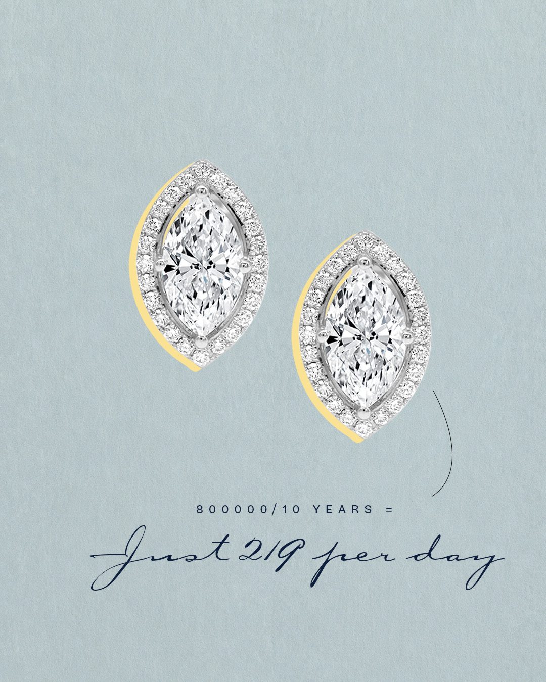 Marquise-cut natural diamond stud earrings