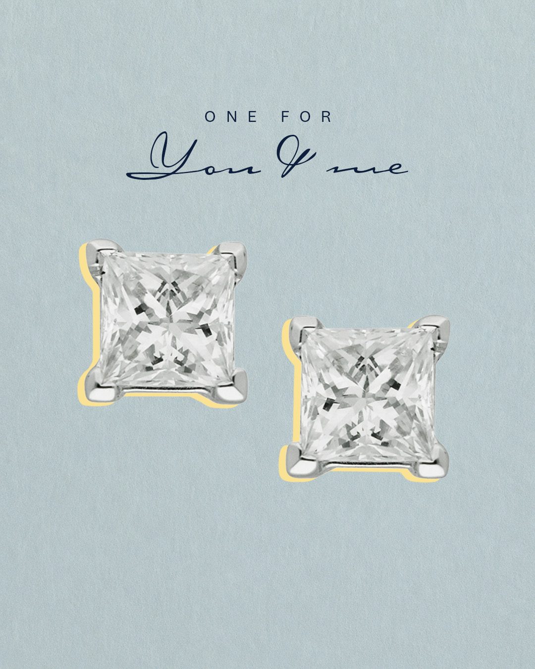 Square-cut diamond stud earrings