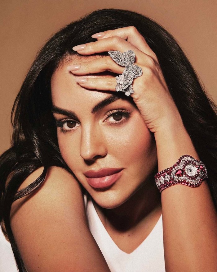 Insect Jewelry: Chopard Ambassador Georgina Rodríguez recently debuted the jeweler’s one-of-a-kind butterfly ring, consisting of 9.78 carats of marquise-, oval-, pear-, and brilliant-cut diamonds