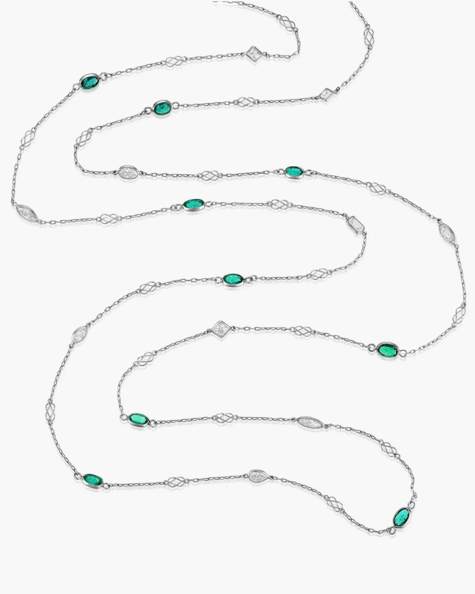 Long Necklace Mindi Mond Emerald & Diamond Gatsby Chain Necklace, $13,000, nordstrom.com