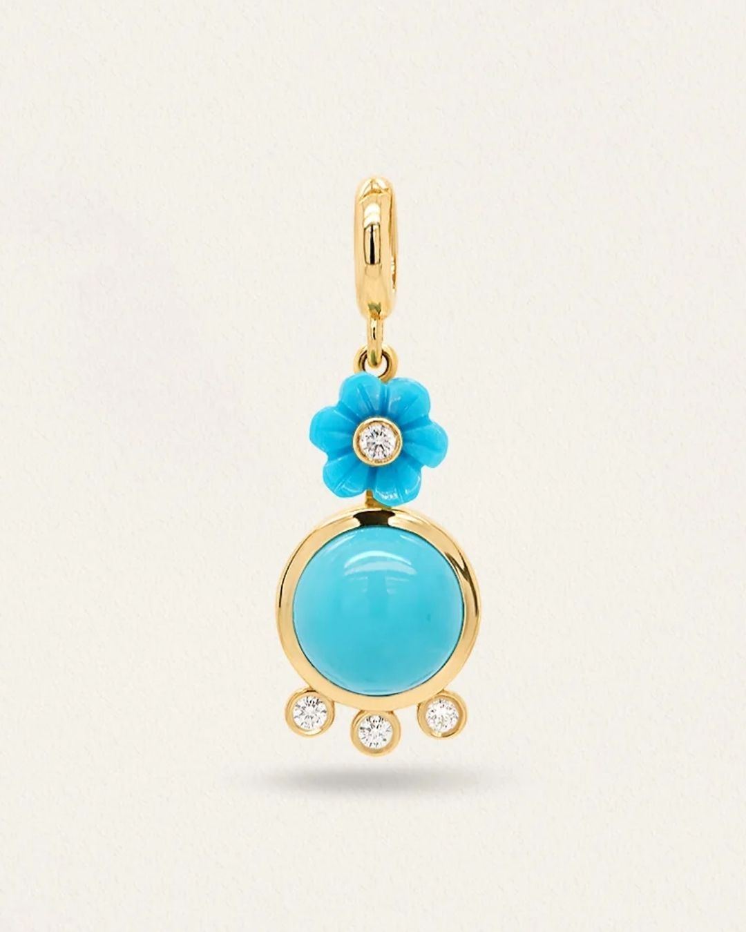 Claudia Mae Turquoise & Diamond Flower Orb with Fringe Charm Summer Jewelry Trends