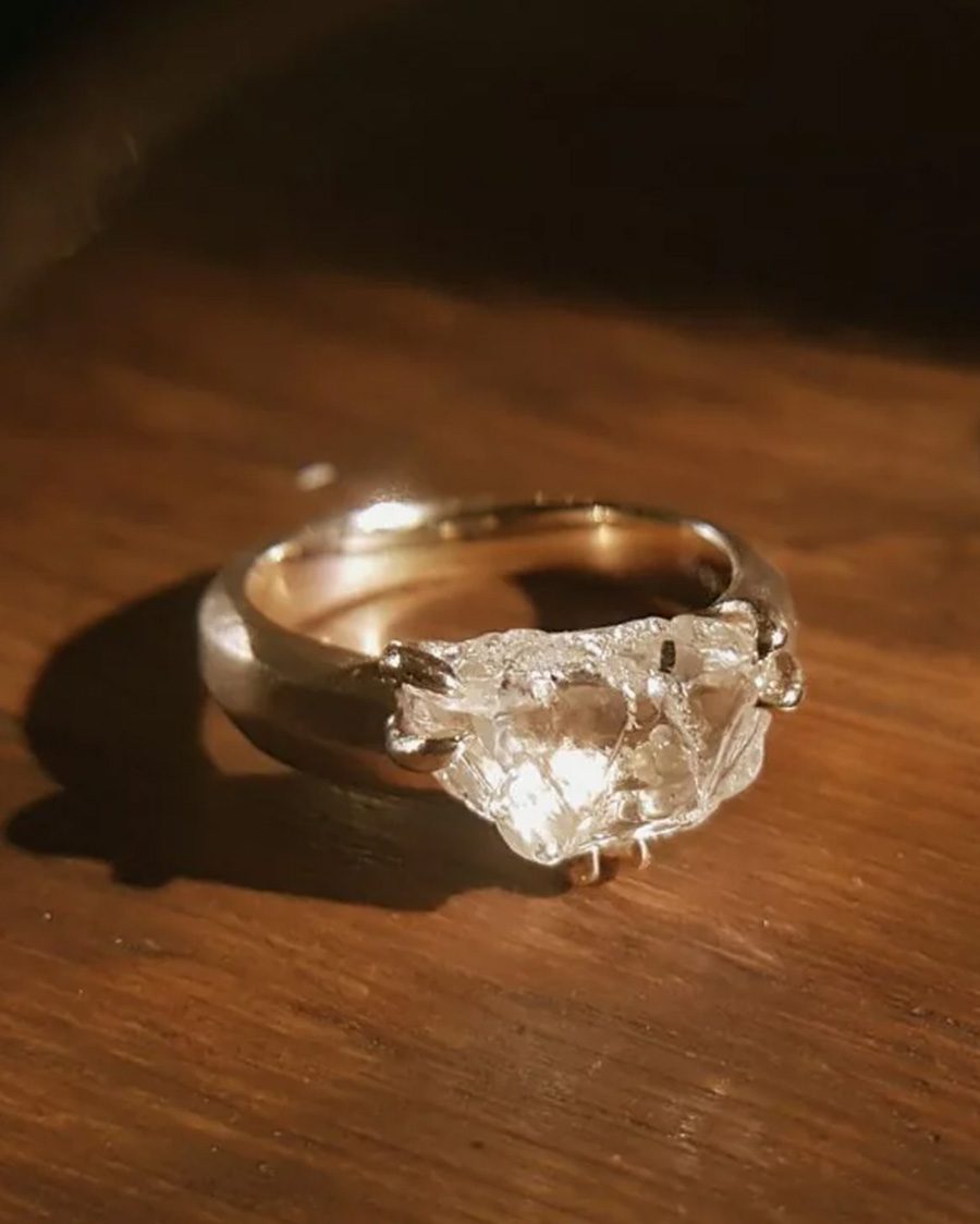 Double Crystal Raw Diamond Ring