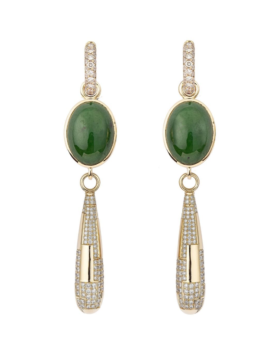 Englebert Swedish Grace Art Deco Green Aventurine Drop Earrings Colorful Jewelry