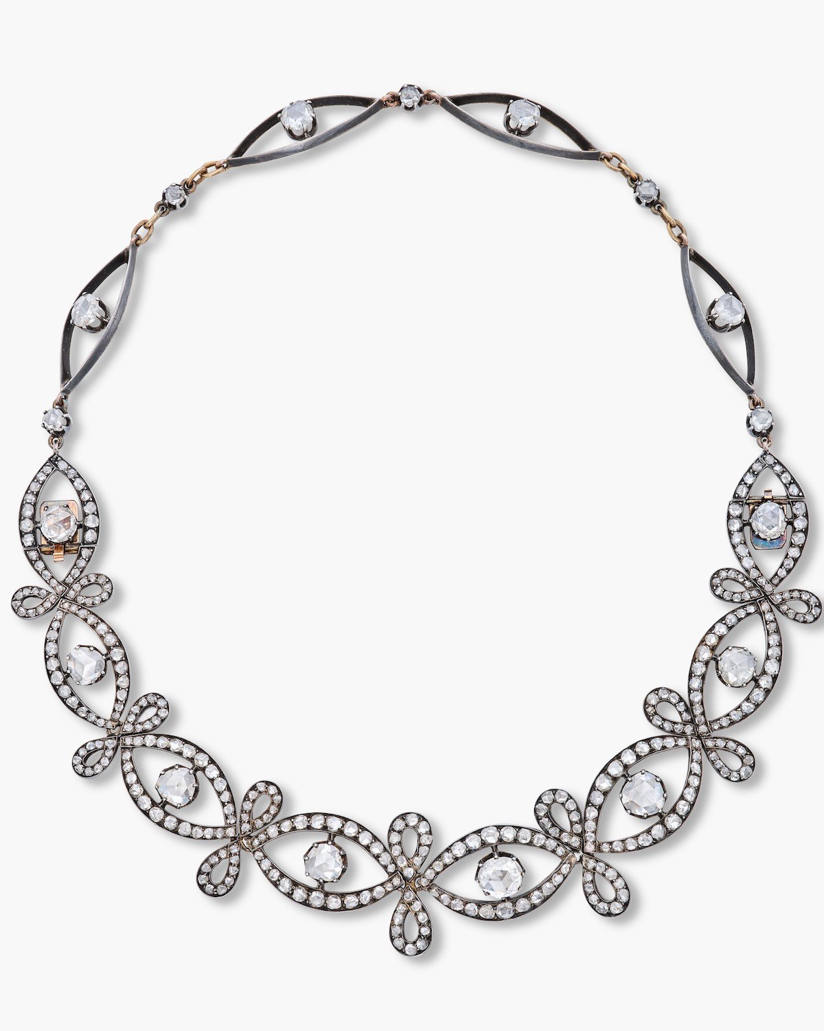 Rene Lalique Silver Topped Gold and Diamond Necklace-Bracelet Combination, circa 1890s in Sotheby's New York High Jewelry Sale