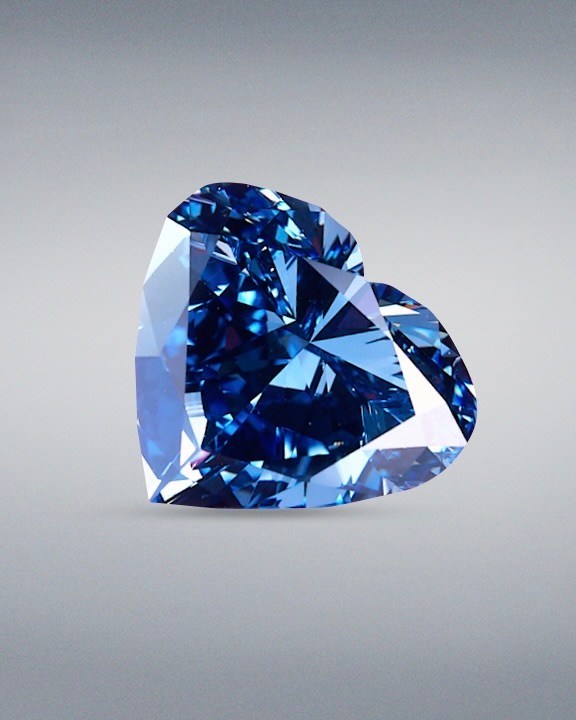 A 27.64-carat Fancy Vivid blue Heart of Eternity Diamond with a clarity grade of VS2. (Photo by Shane F. McClure/GIA)
