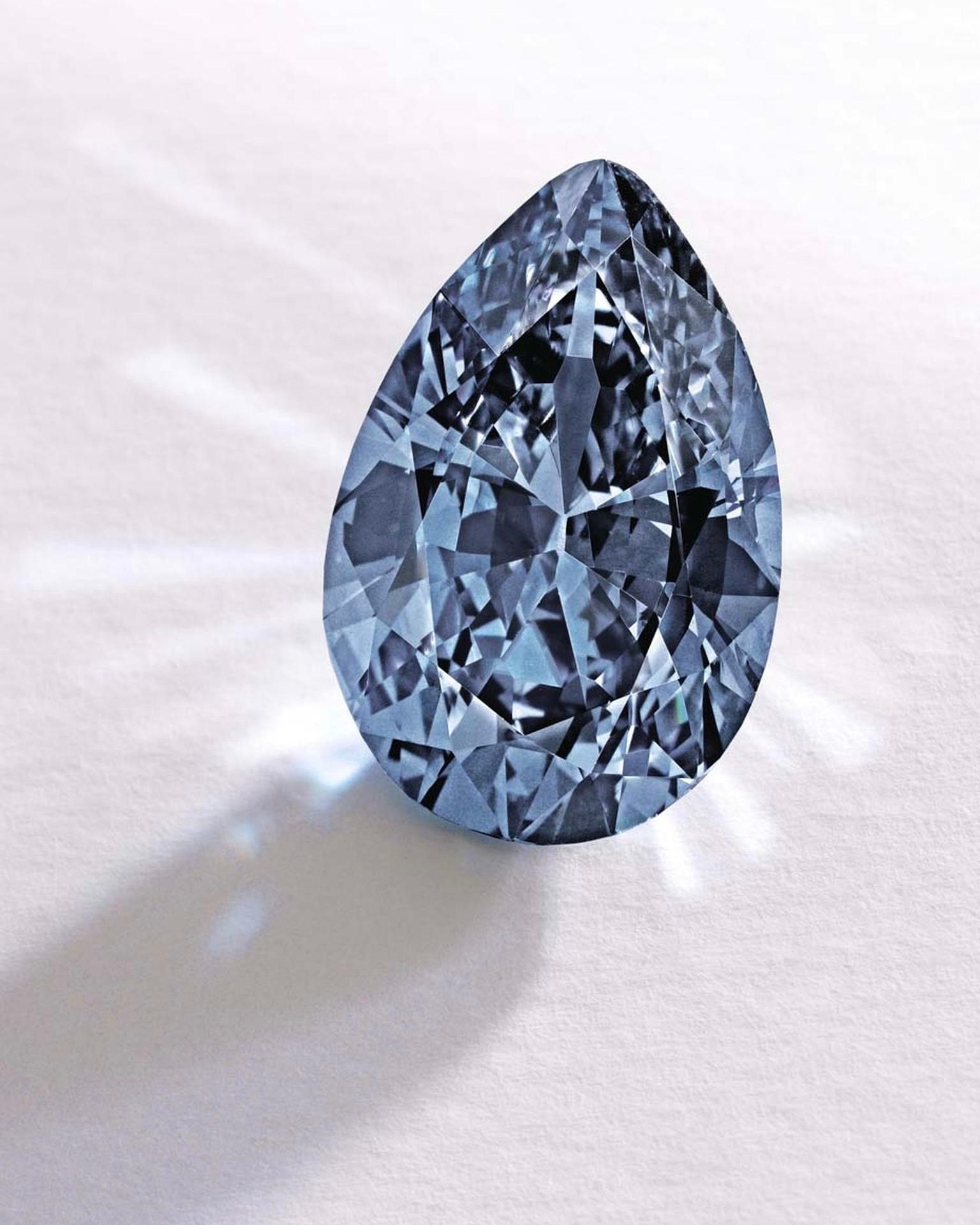 The Blue Pear-Shaped Zoe Diamond (Courtesy of Sotheby's)