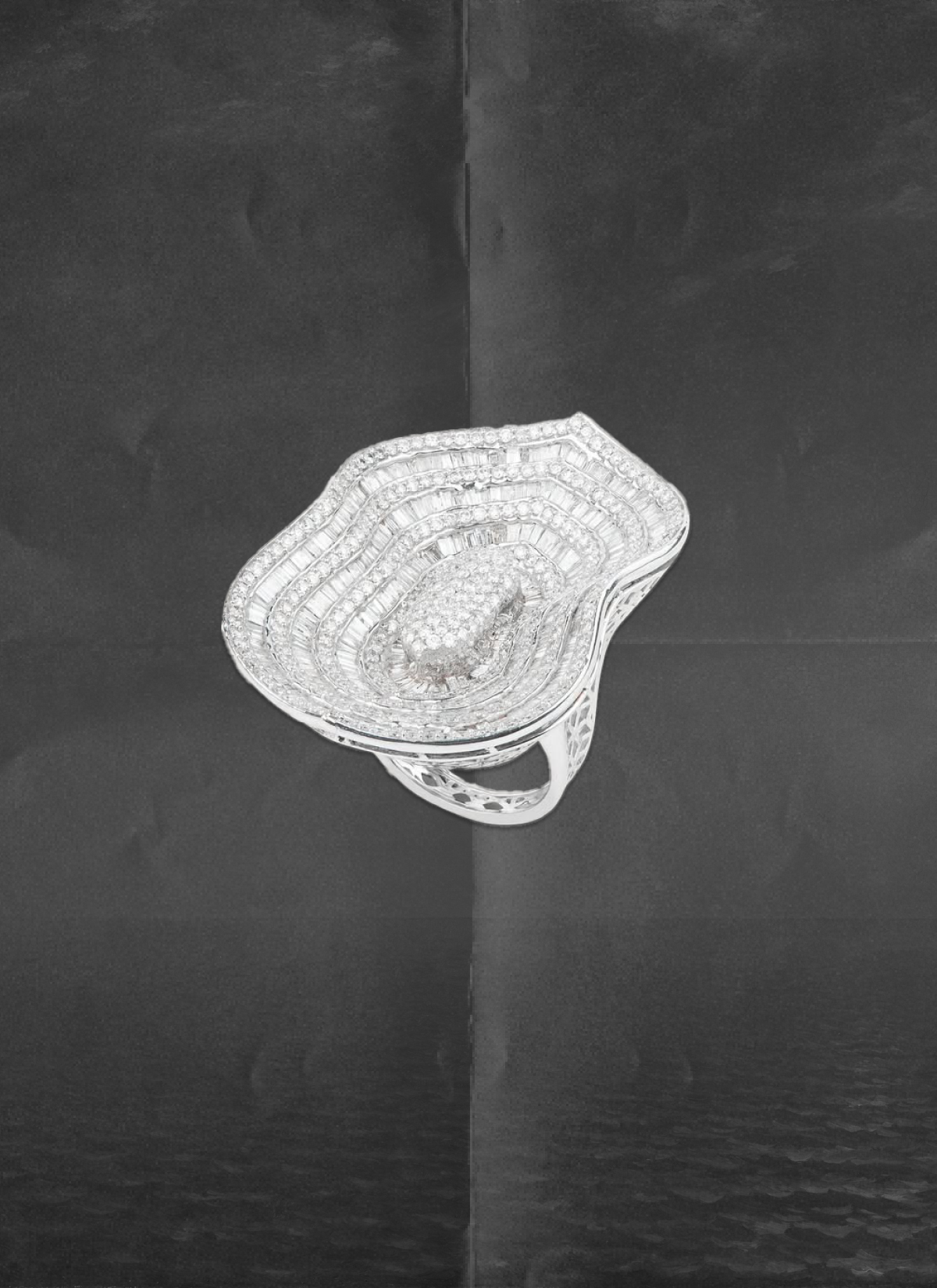 Abstract sculptural natural diamond ring