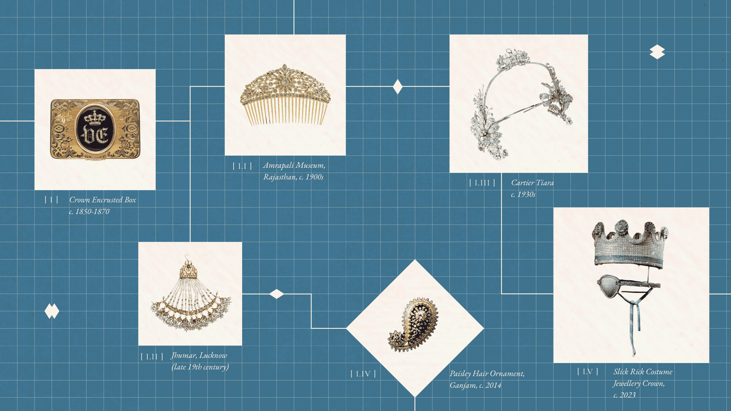 Natural diamond hair ornaments through generations.