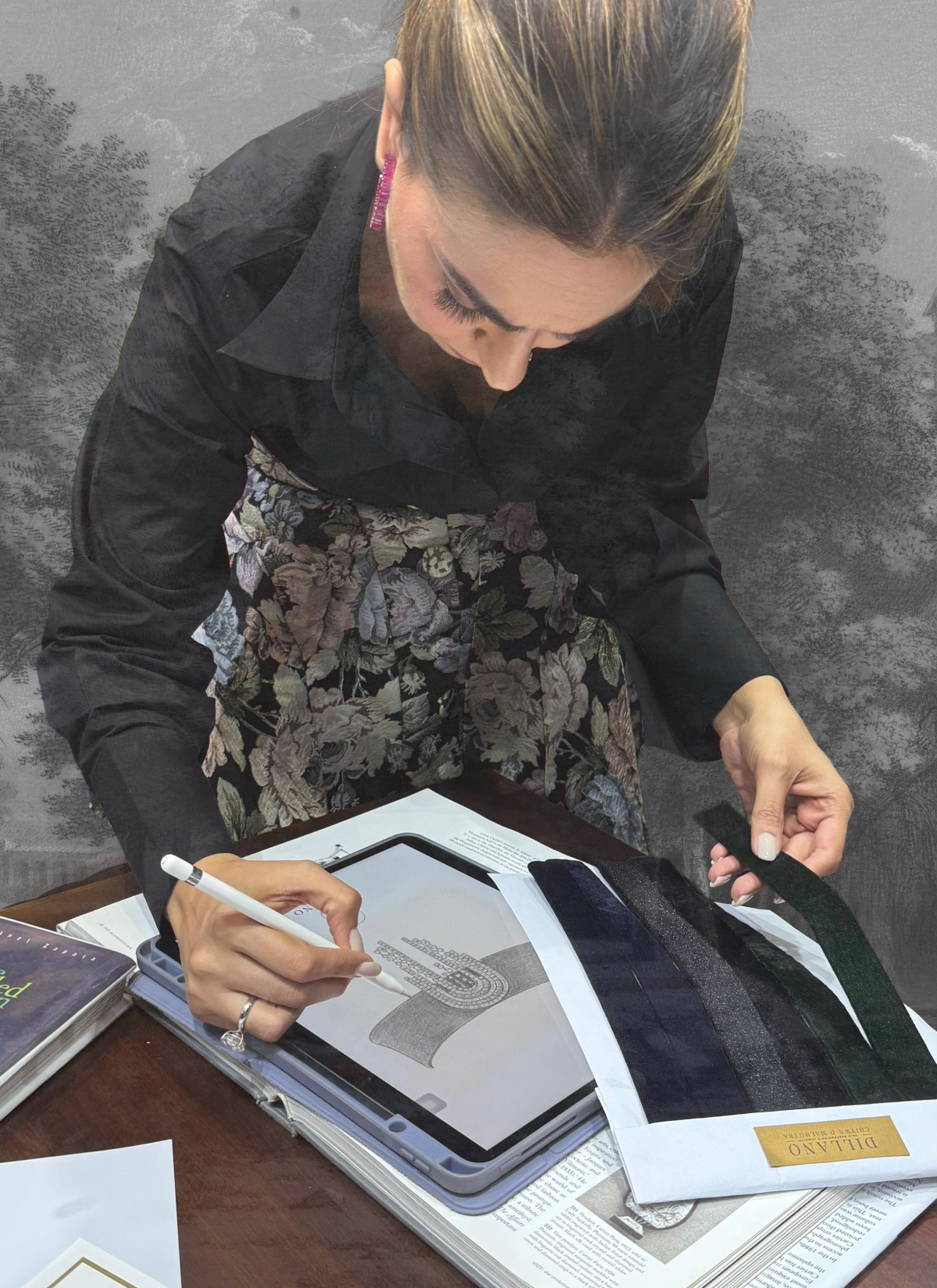 Designer sketching jewellery concept