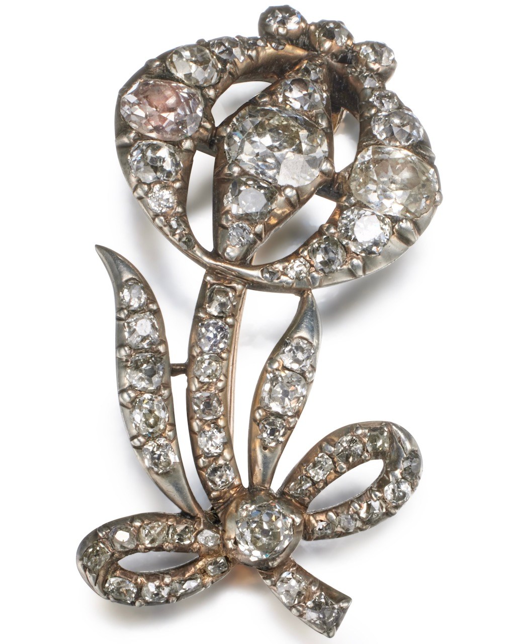 A silver and diamond-set Flower Dress Trimming from the Russian Imperial Jewels, attributed to Duval, circa 1780. (Courtesy of Sotheby's)