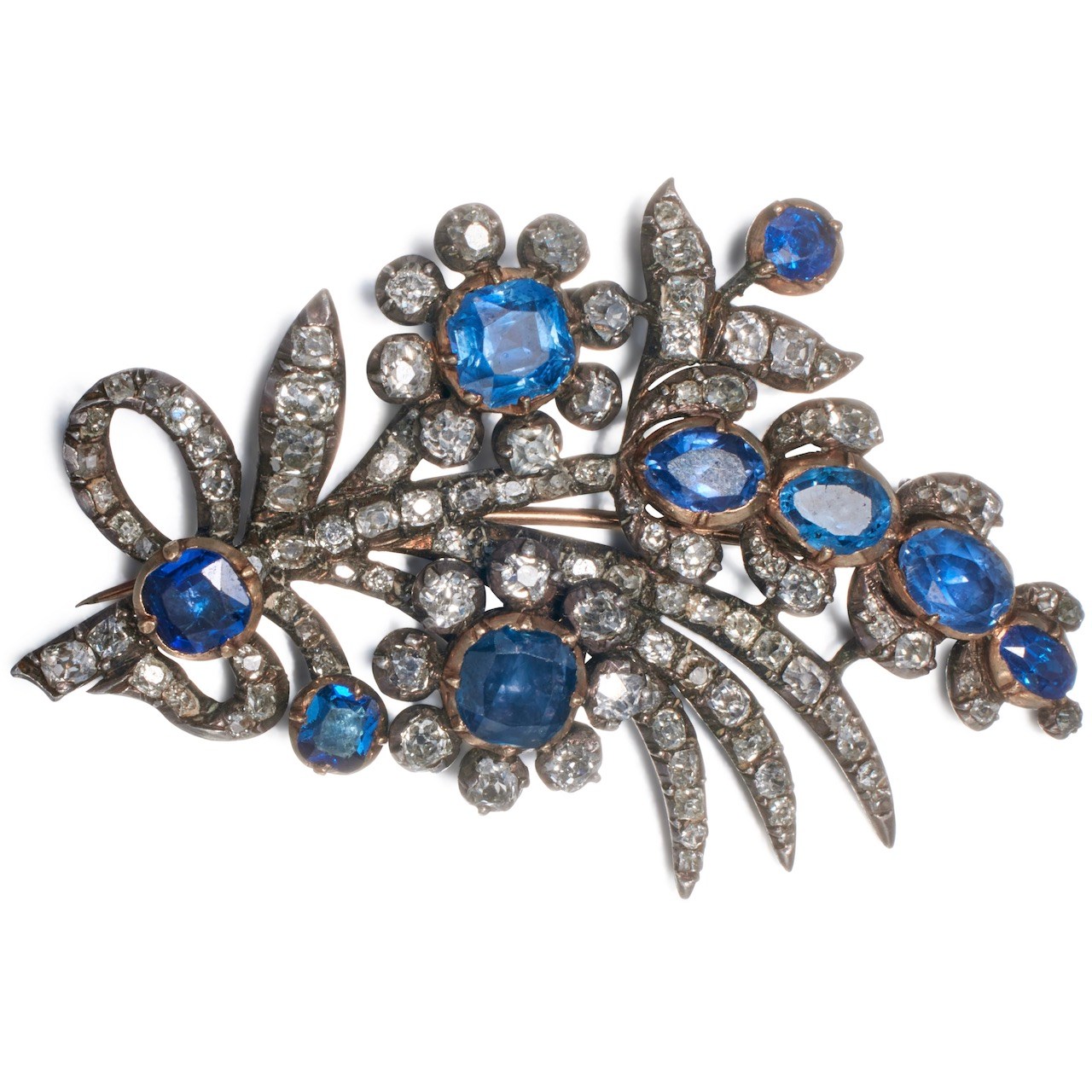 A silver, sapphire, and diamond-set Flower Dress Trimming from the Russian Imperial Jewels, circa 1750. (Courtesy of Sotheby's)