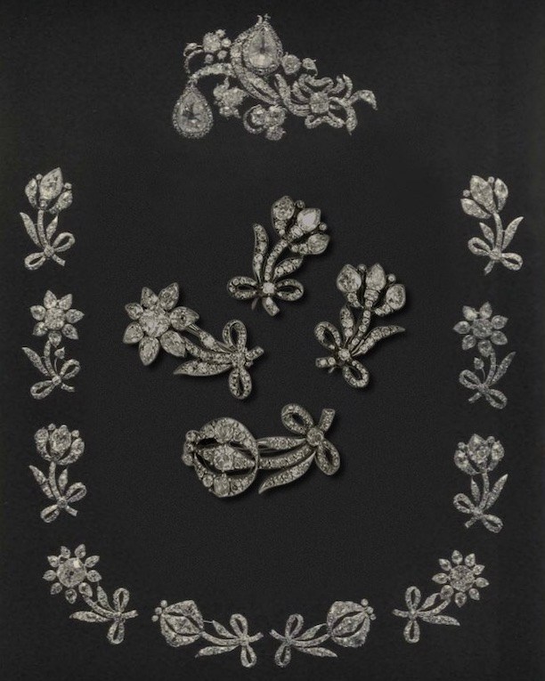 Russian Imperial Jewels Group of Catherine the Great's dress trimmings in Russia's Treasure of Diamonds and Precious Stones Plate.