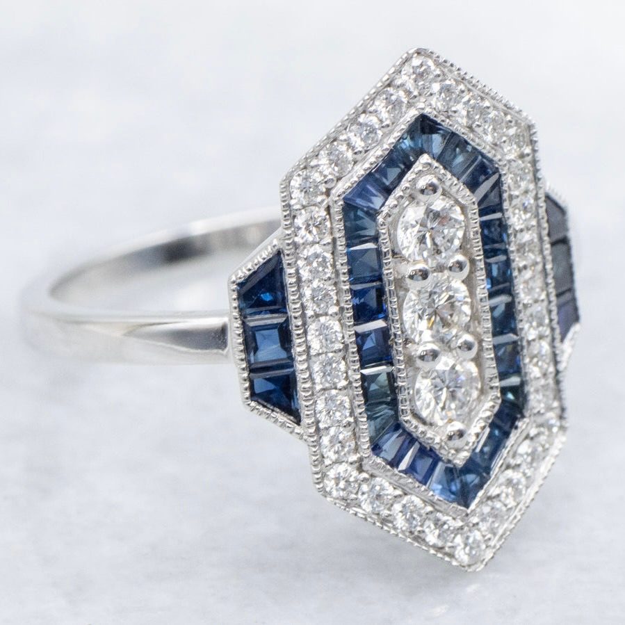 The Belfast Sapphire and Diamond Dinner Ring, $3,765, marketsquarejewelers.com